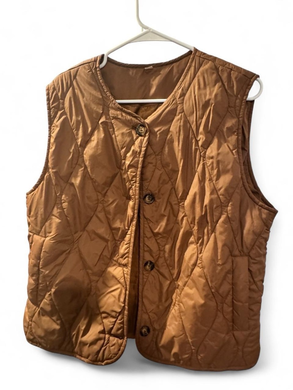 Quilted Sleeveless Vest in Brown